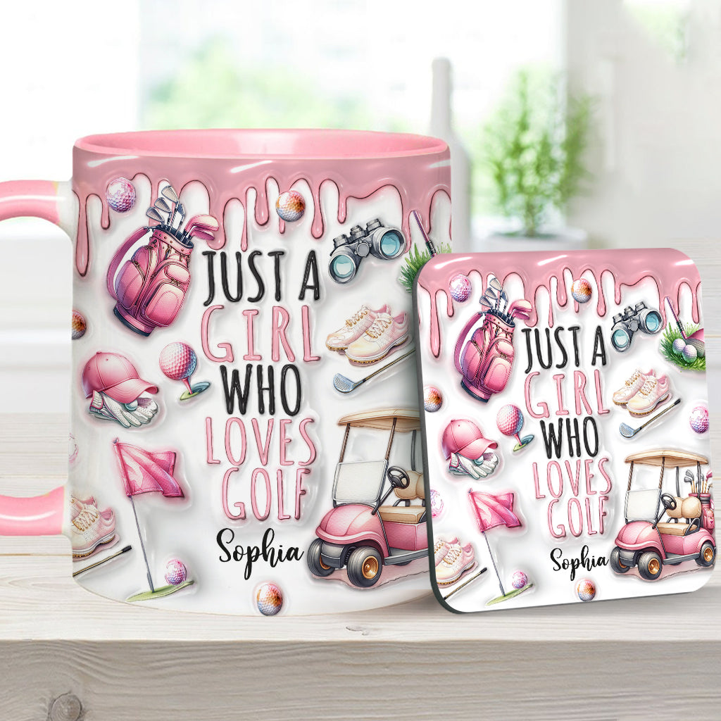 Just A Girl Who Loves Golf - Personalized Golf Accent Mug