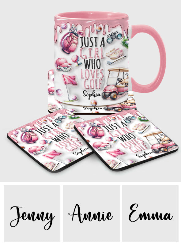 Just A Girl Who Loves Golf - Personalized Golf Accent Mug