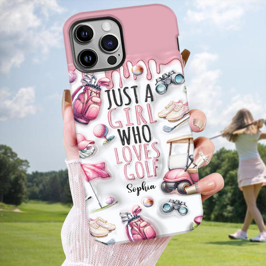 Une fille qui adore le golf - Coque de téléphone personnalisée avec imprimé golf intégral