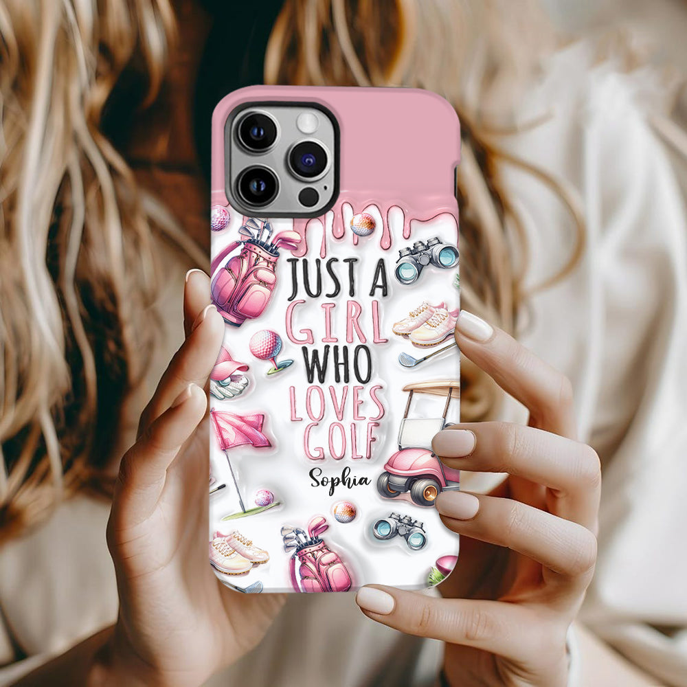 Une fille qui adore le golf - Coque de téléphone personnalisée avec imprimé golf intégral