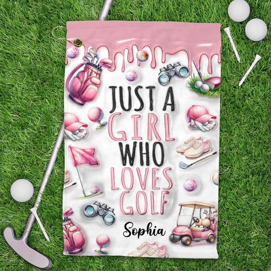Une fille qui adore le golf - Serviette de golf personnalisée