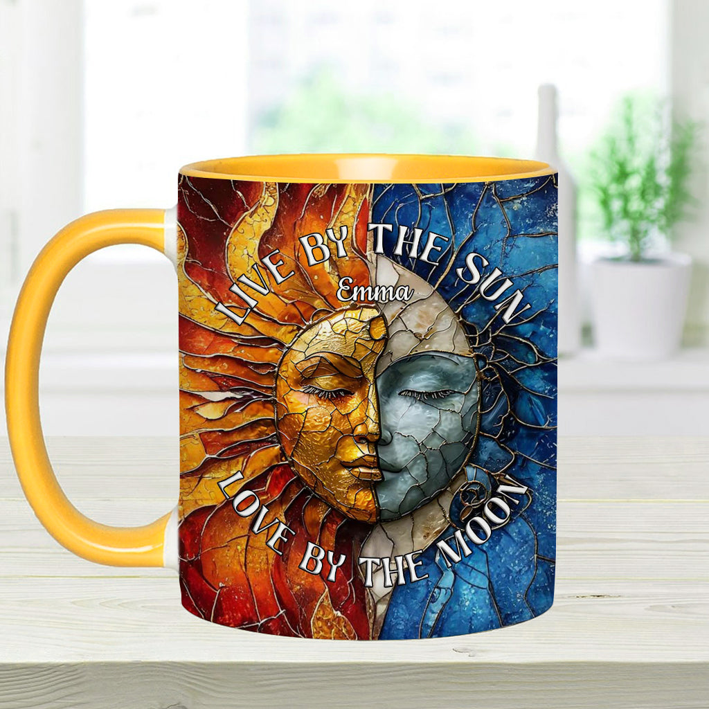 Live By The Sun Love By The Moon - Personalized Hippie Accent Mug