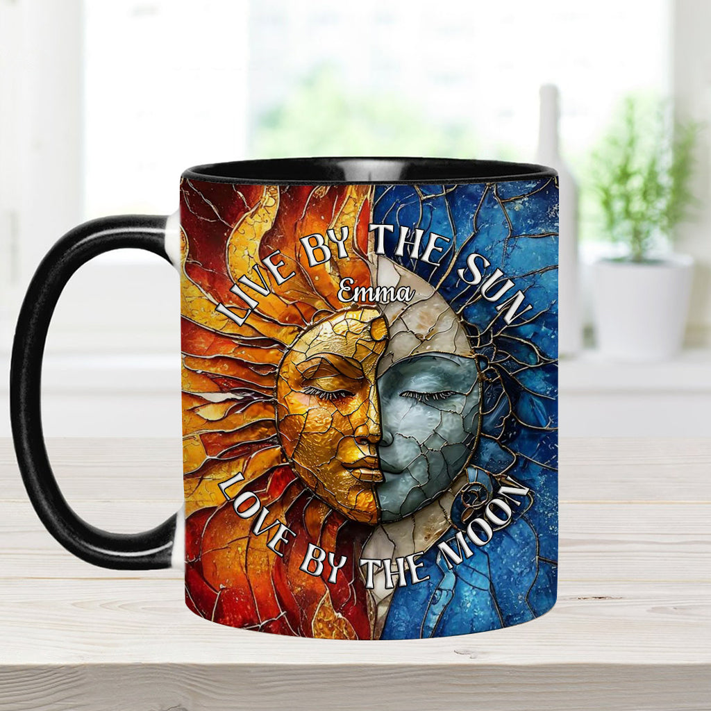 Live By The Sun Love By The Moon - Personalized Hippie Accent Mug