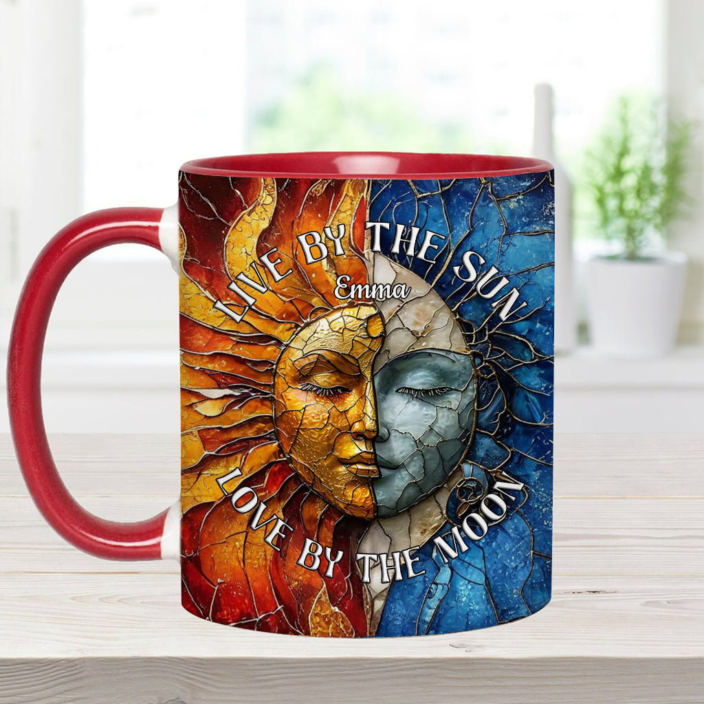 Live By The Sun Love By The Moon - Personalized Hippie Accent Mug