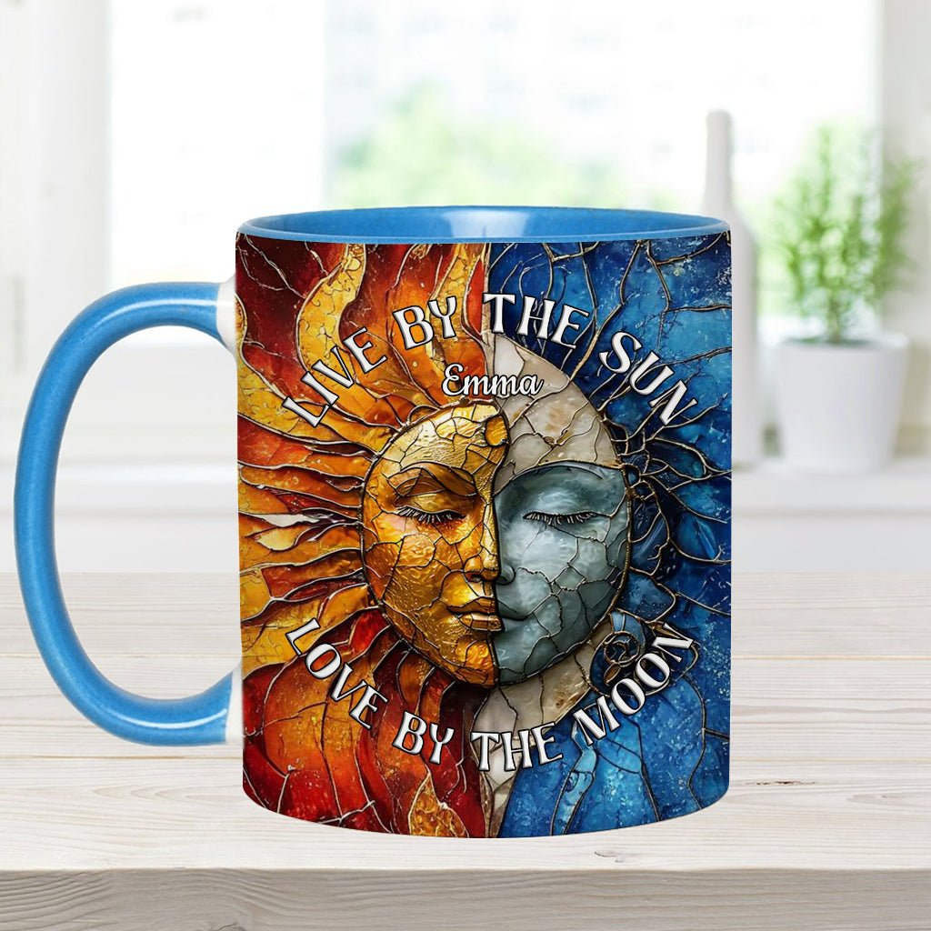 Live By The Sun Love By The Moon - Personalized Hippie Accent Mug