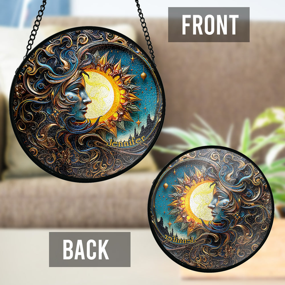 Vivre au rythme du soleil, aimer au rythme de la lune - Attrape-soleil hippie personnalisé en vitrail