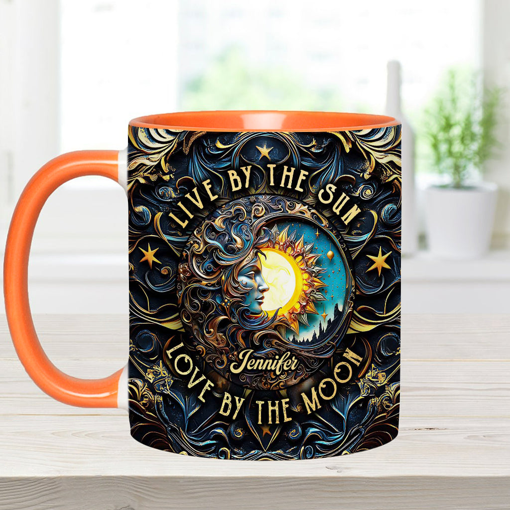Live By The Sun Love By The Moon - Personalized Hippie Accent Mug