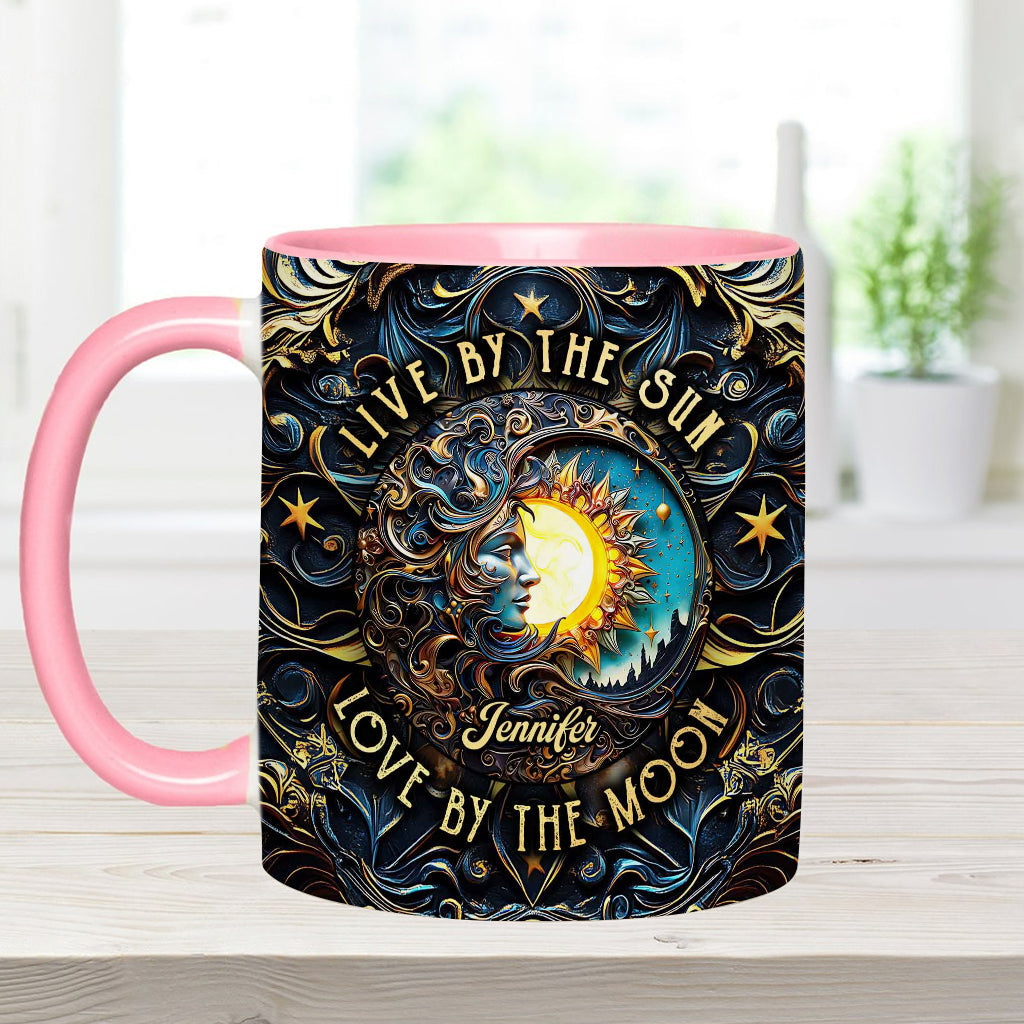 Live By The Sun Love By The Moon - Personalized Hippie Accent Mug