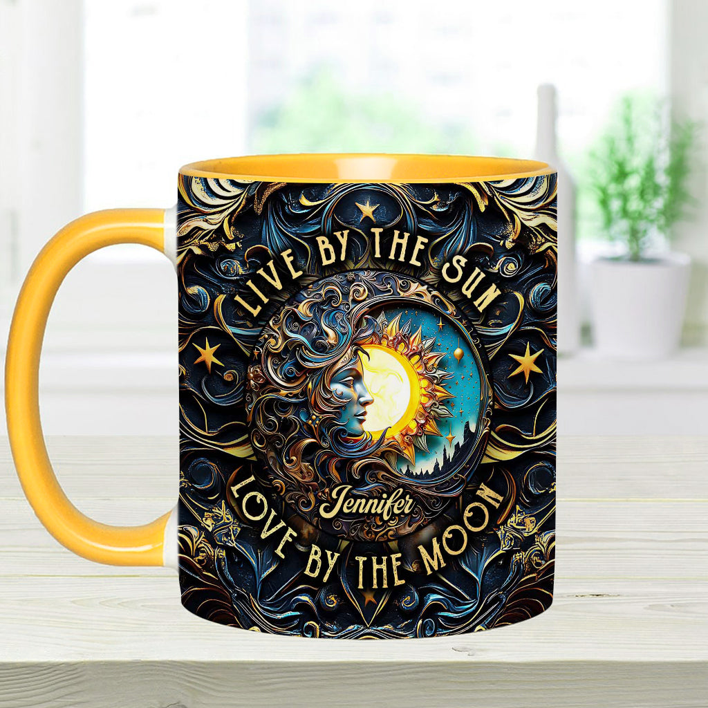 Live By The Sun Love By The Moon - Personalized Hippie Accent Mug