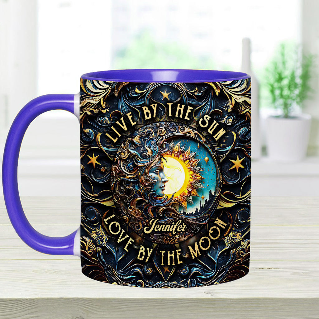 Live By The Sun Love By The Moon - Personalized Hippie Accent Mug