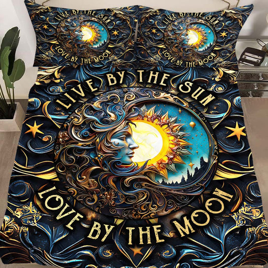 Vivre au rythme du soleil, aimer au rythme de la lune - Ensemble de courtepointe hippie personnalisé