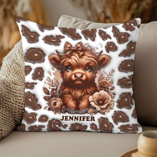 Coussin décoratif personnalisé « Magnifique vache des Highlands »