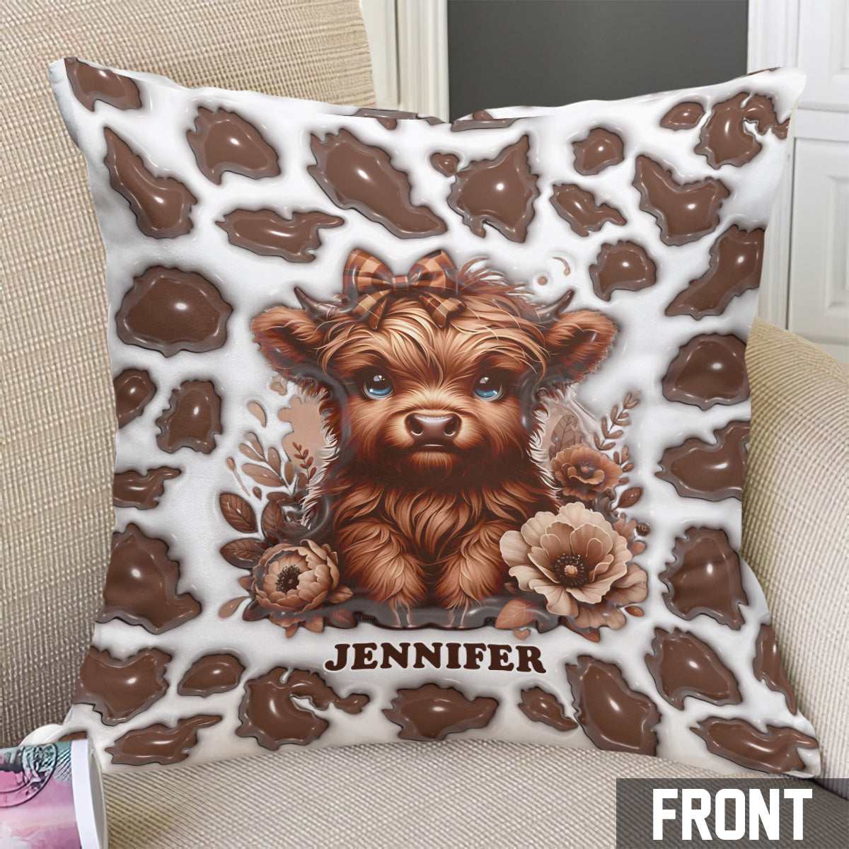 Beautiful Highland Cow - Personalized Throw Pillow