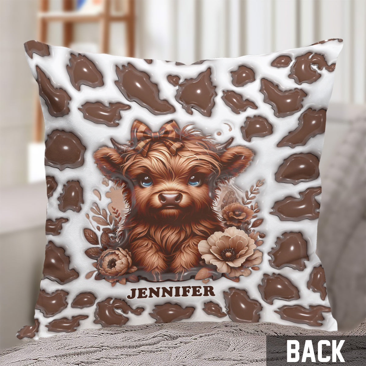 Beautiful Highland Cow - Personalized Throw Pillow