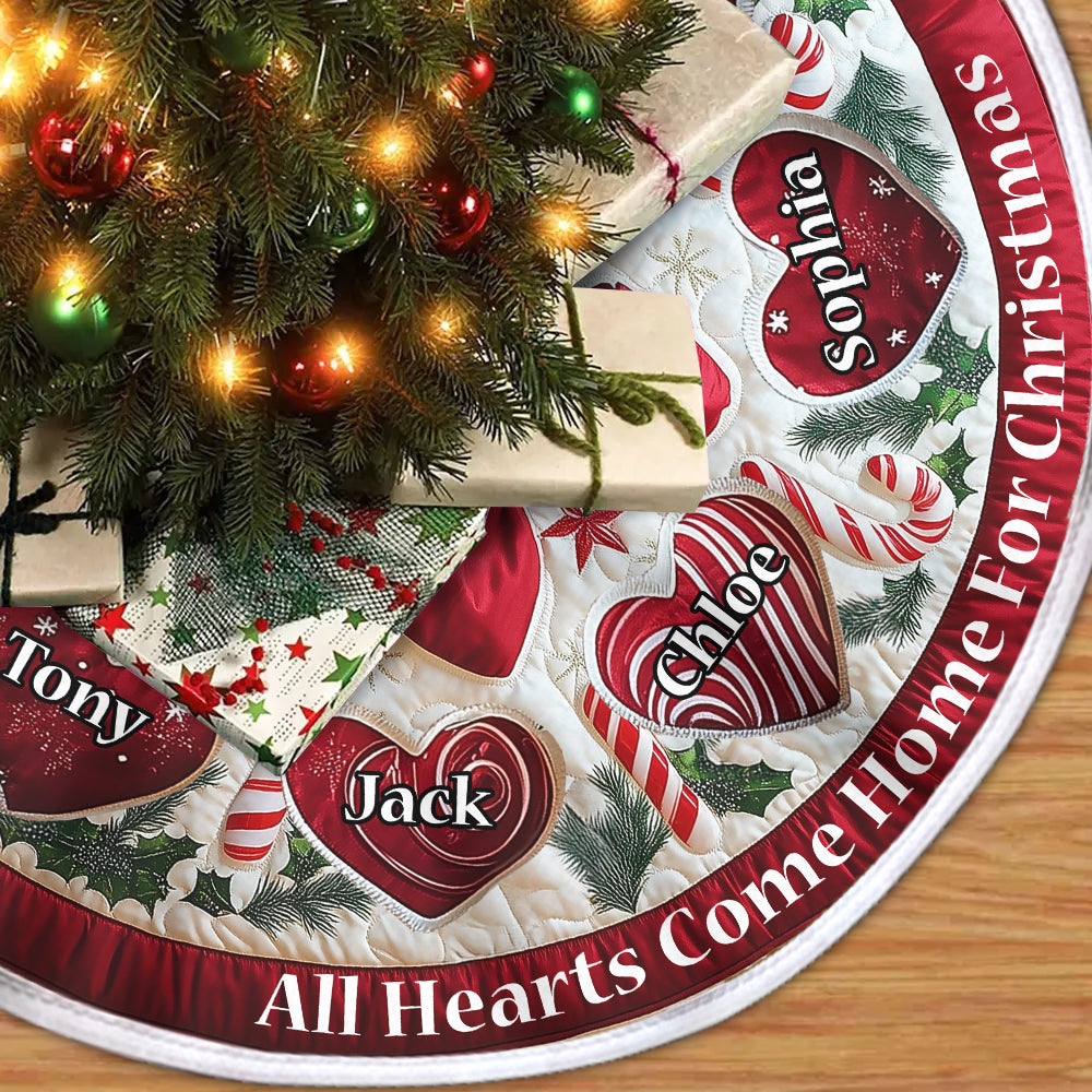 Hearts Come Home For Christmas - Personalized Family Tree Skirt