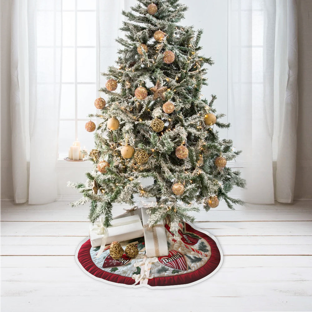 Hearts Come Home For Christmas - Personalized Family Tree Skirt