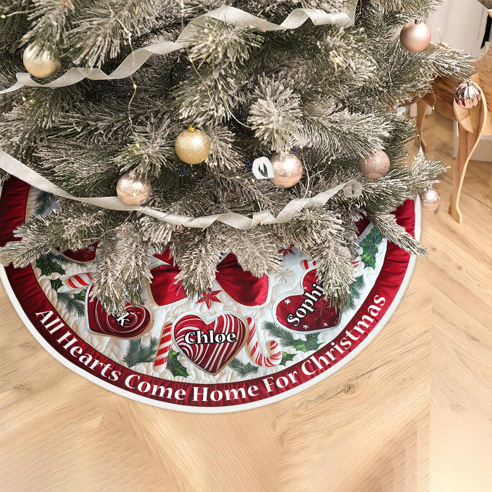 Hearts Come Home For Christmas - Personalized Family Tree Skirt