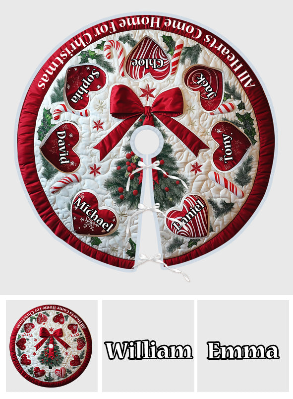 Hearts Come Home For Christmas - Personalized Family Tree Skirt