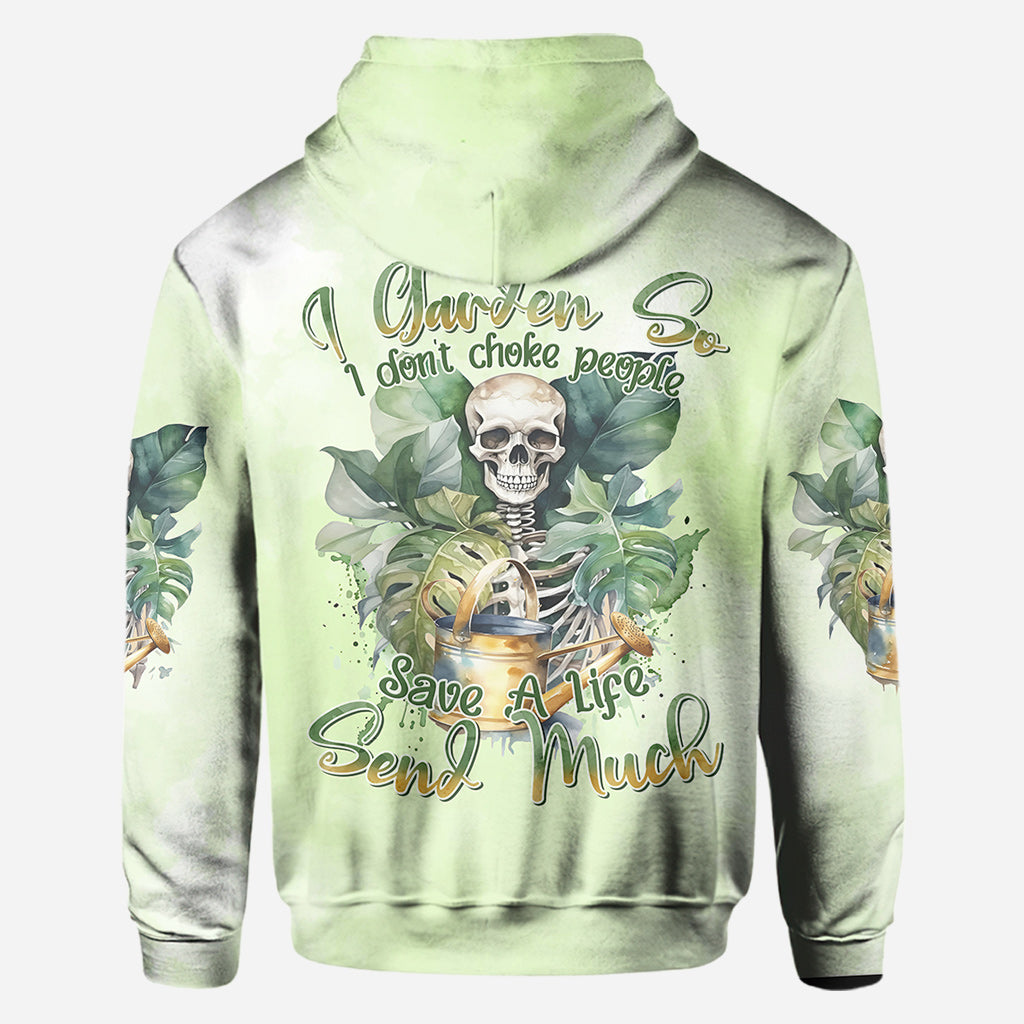 Je jardine pour ne pas étrangler les gens - T-shirt personnalisé « Jardinage intégral »