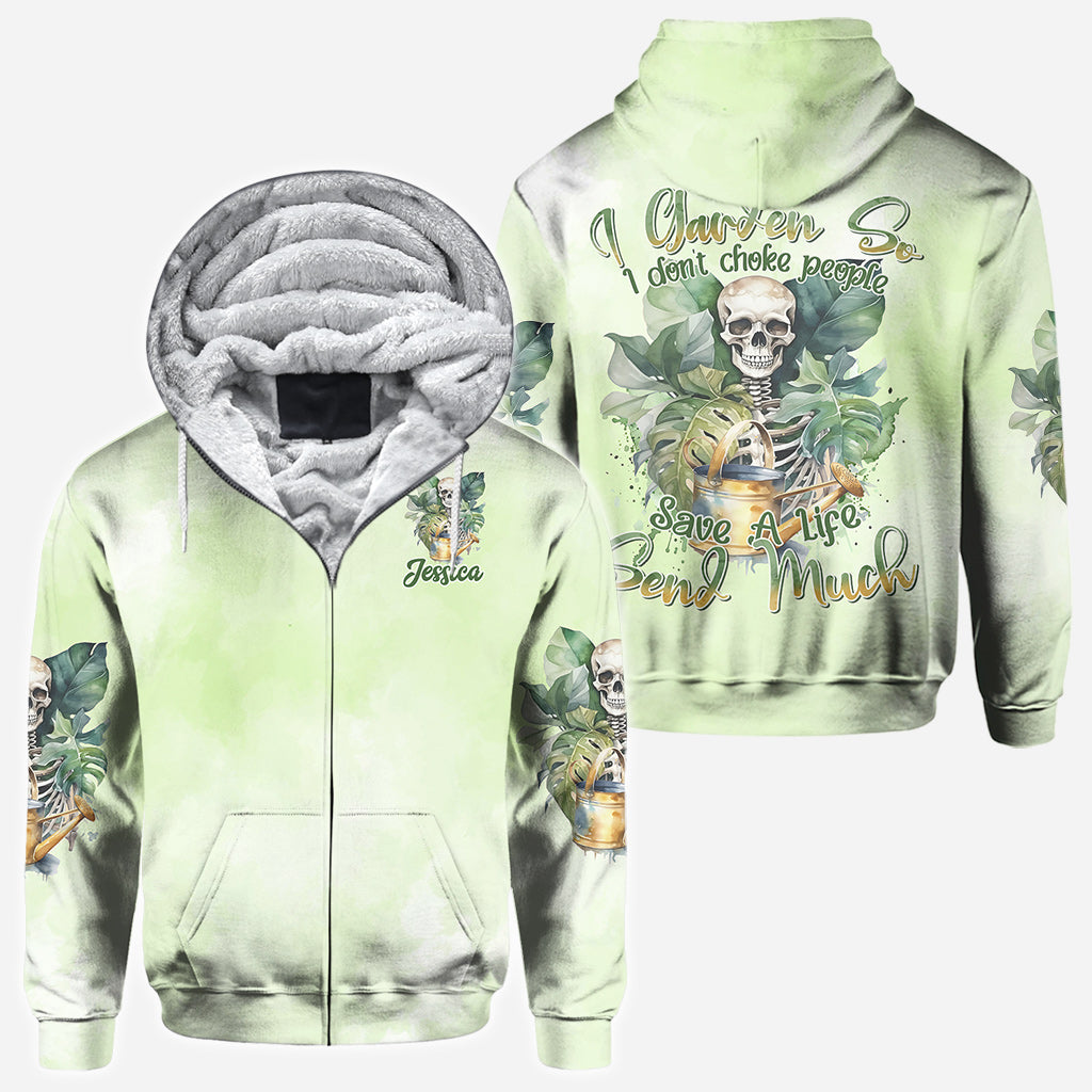 Je jardine pour ne pas étrangler les gens - T-shirt personnalisé « Jardinage intégral »