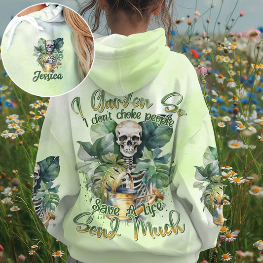 Je jardine pour ne pas étrangler les gens - T-shirt personnalisé « Jardinage intégral »