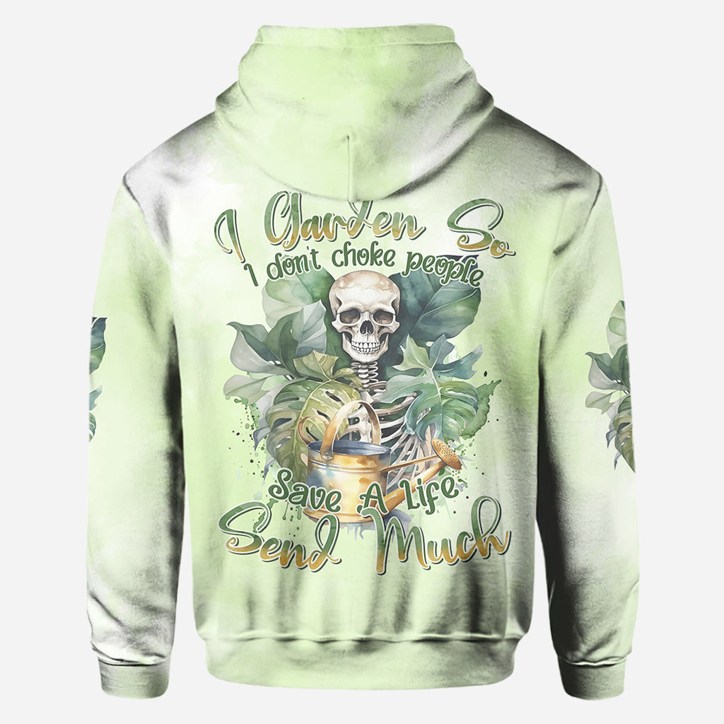 Je jardine pour ne pas étrangler les gens - T-shirt personnalisé « Jardinage intégral »