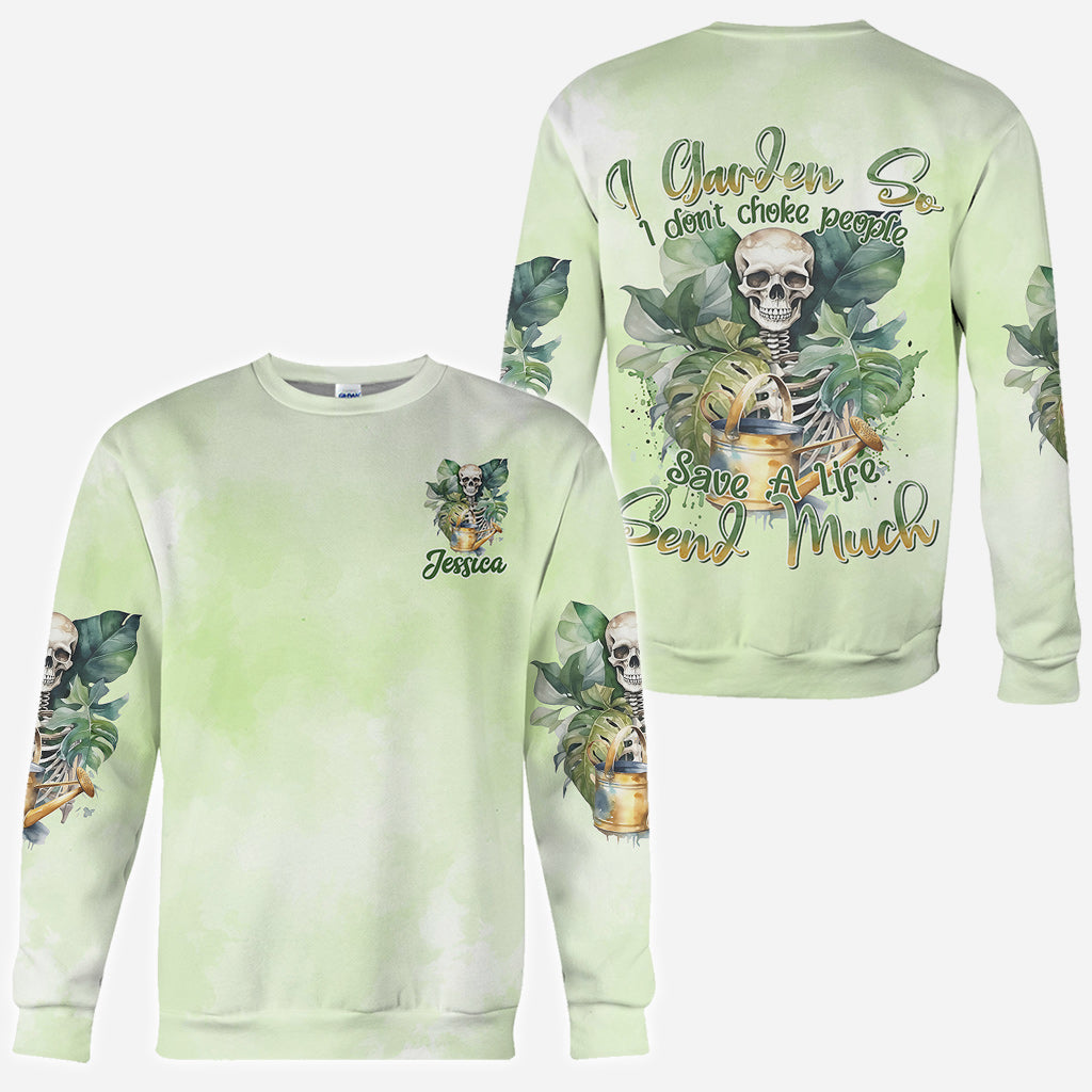 Je jardine pour ne pas étrangler les gens - T-shirt personnalisé « Jardinage intégral »