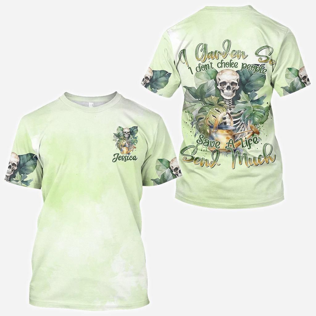 Je jardine pour ne pas étrangler les gens - T-shirt personnalisé « Jardinage intégral »