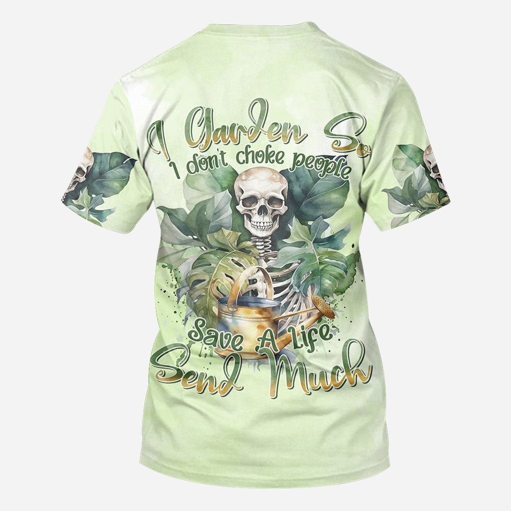 Je jardine pour ne pas étrangler les gens - T-shirt personnalisé « Jardinage intégral »