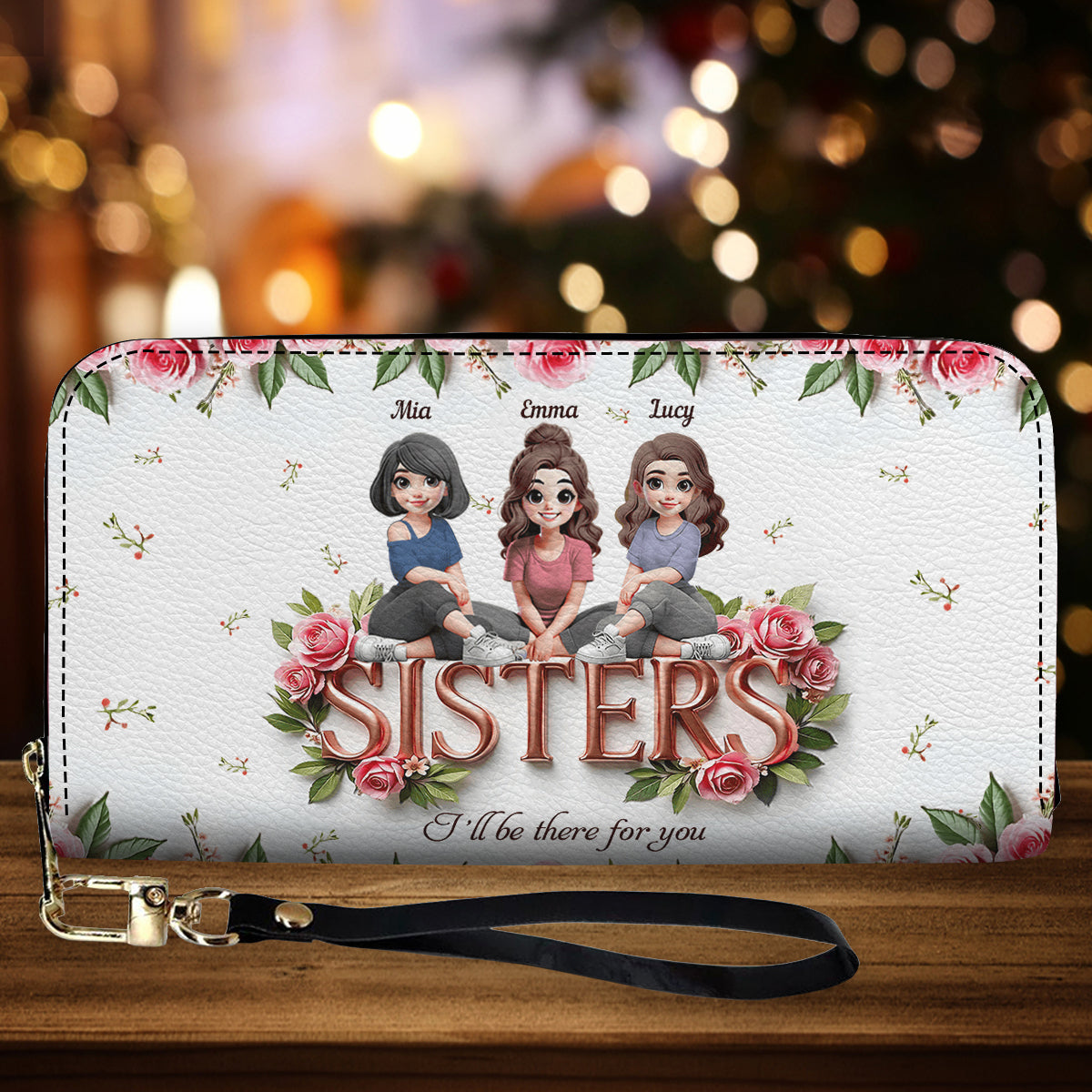 Sisters - Personalized Bestie Leather Long Wallet
