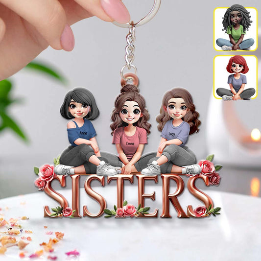 Sisters - Personalized Bestie Custom Shaped Keychain