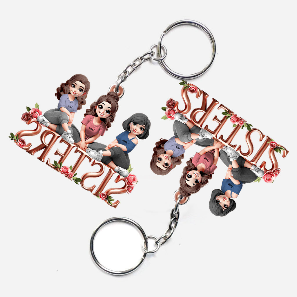 Sisters - Personalized Bestie Custom Shaped Keychain