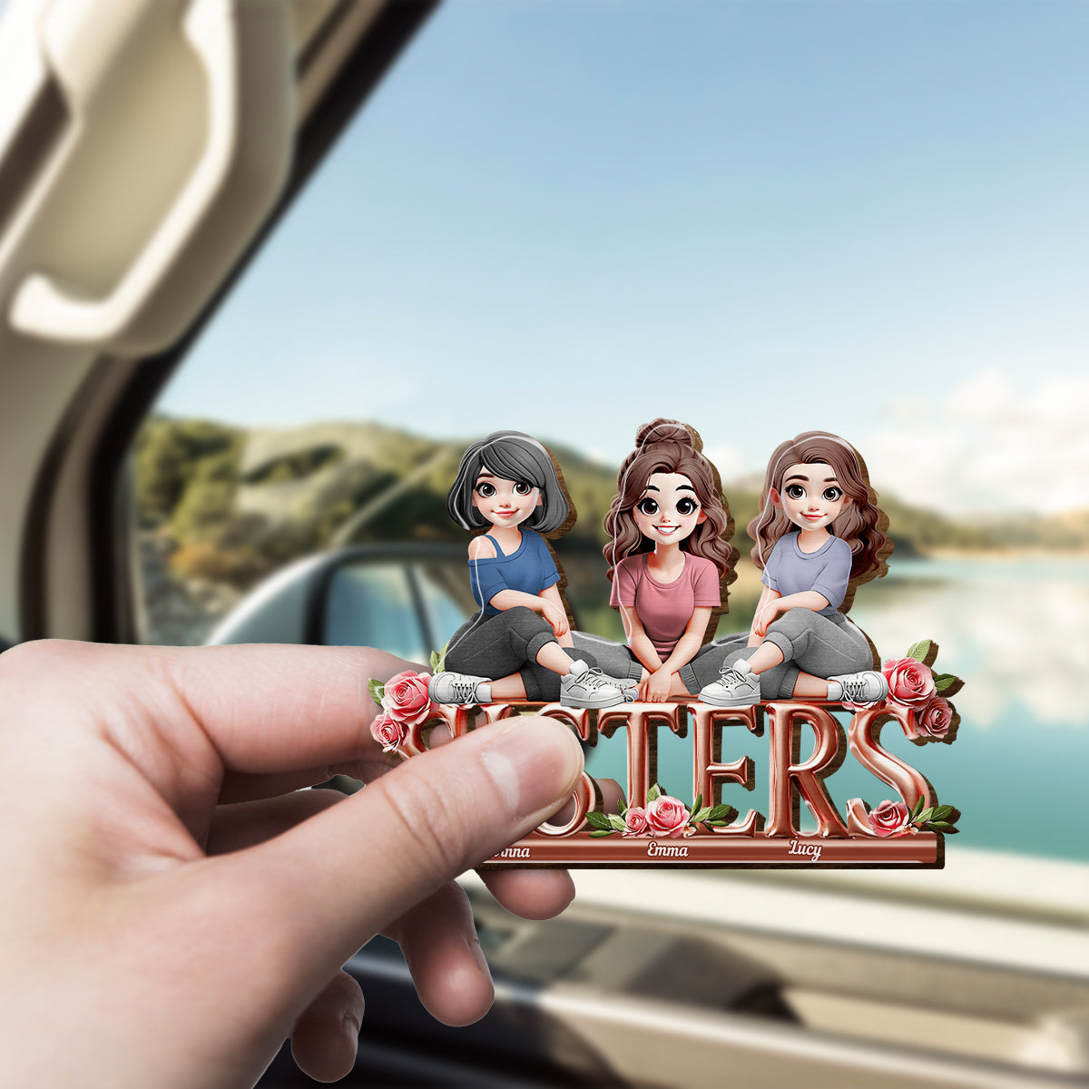 Clip de pare-soleil de voiture personnalisé en forme de meilleure amie - Sœurs