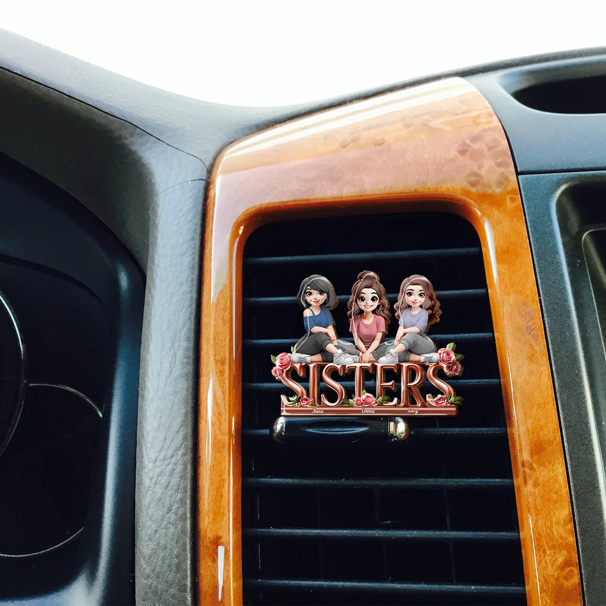 Clip de pare-soleil de voiture personnalisé en forme de meilleure amie - Sœurs