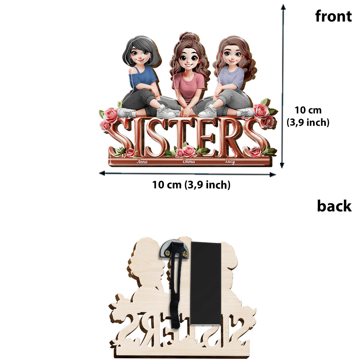 Clip de pare-soleil de voiture personnalisé en forme de meilleure amie - Sœurs