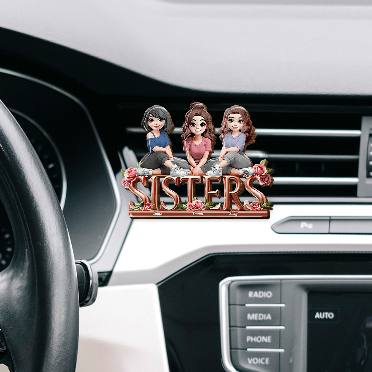 Clip de pare-soleil de voiture personnalisé en forme de meilleure amie - Sœurs