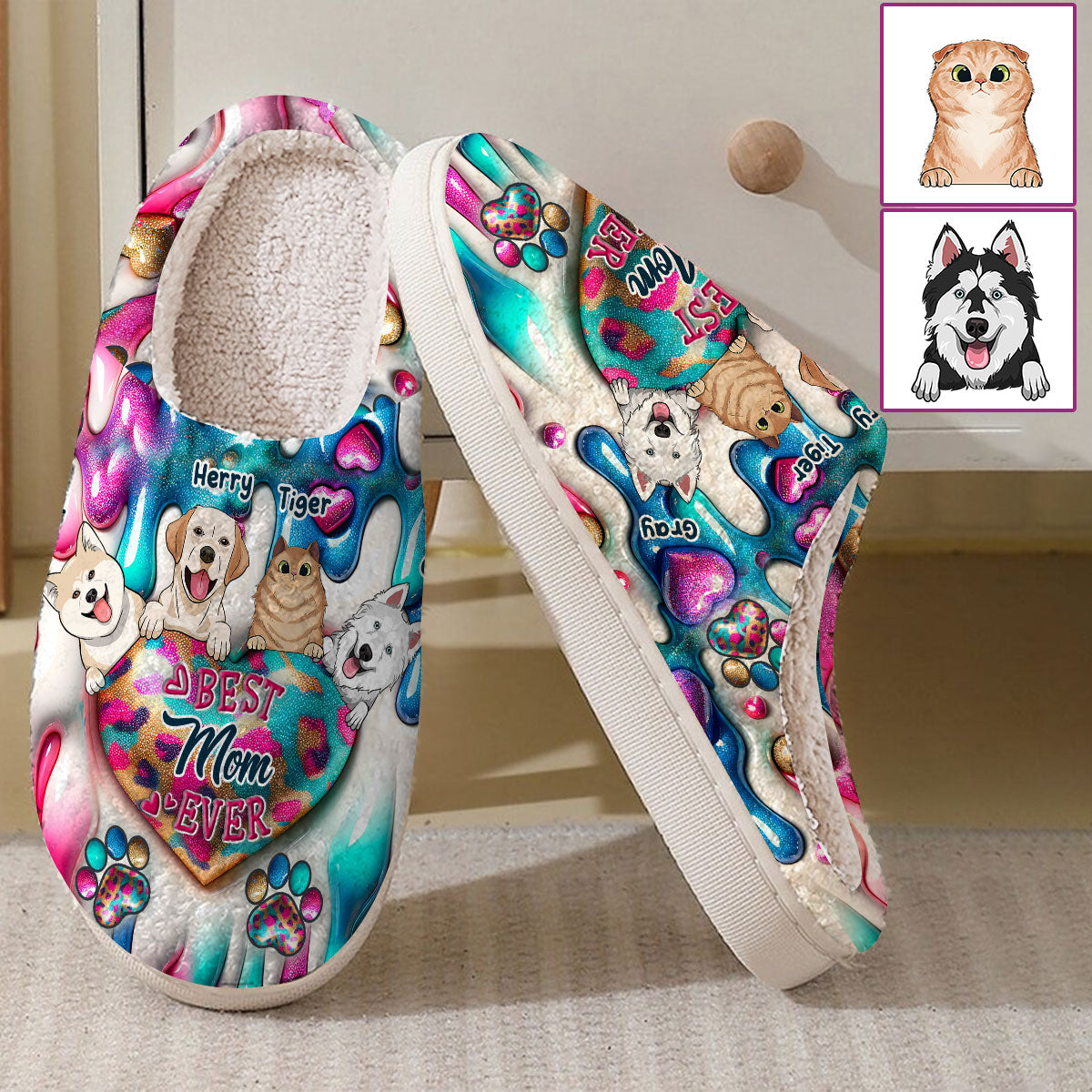 Meilleure maman du monde - Pantoufles personnalisées pour chiens