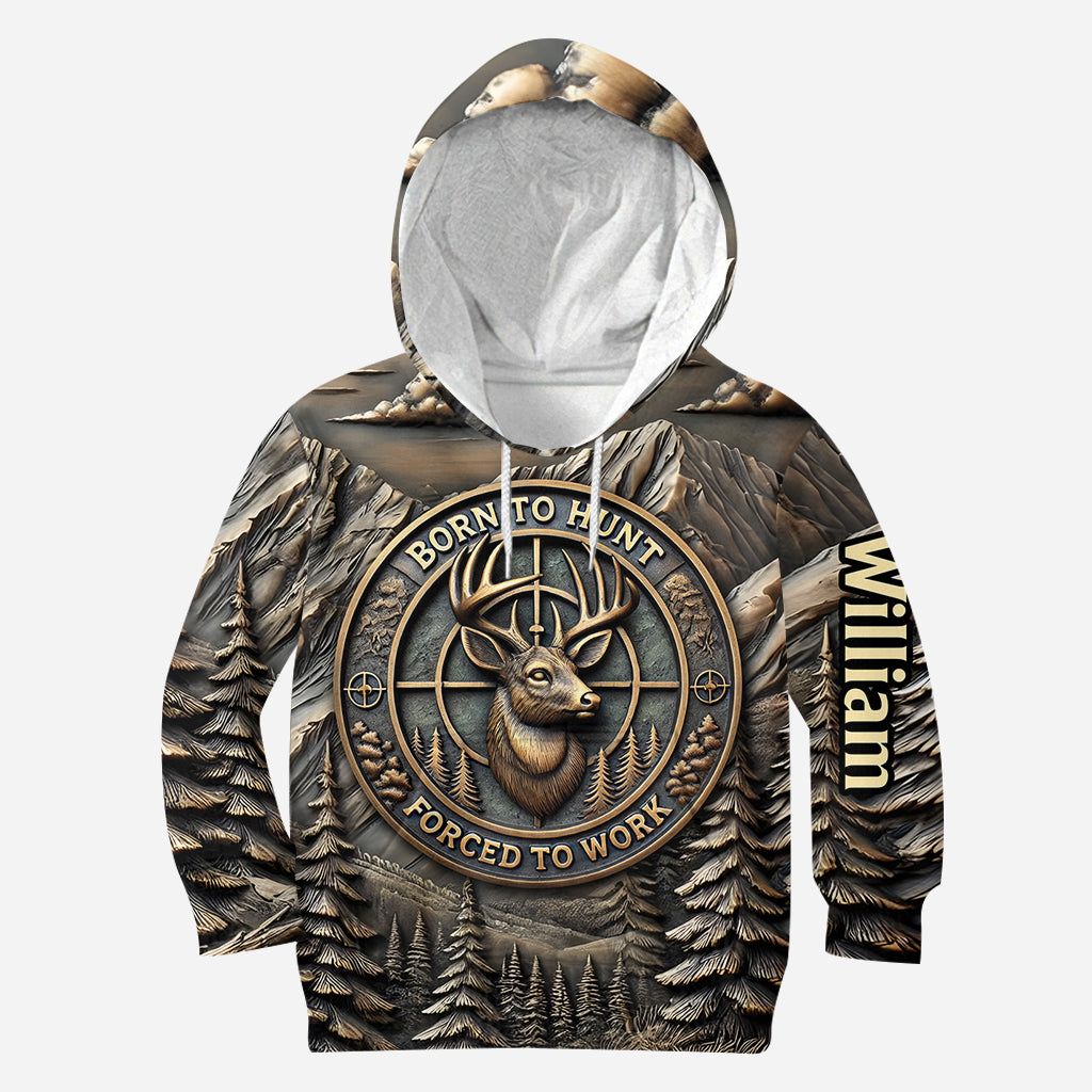 Born To Hunt Forced To Work - Personalized Hunting All Over Shirt