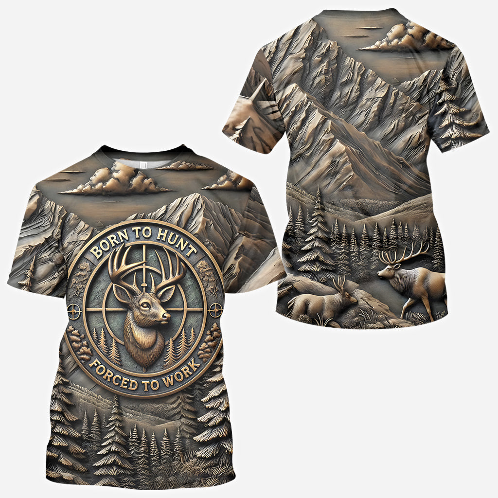 Born To Hunt Forced To Work - Personalized Hunting All Over Shirt