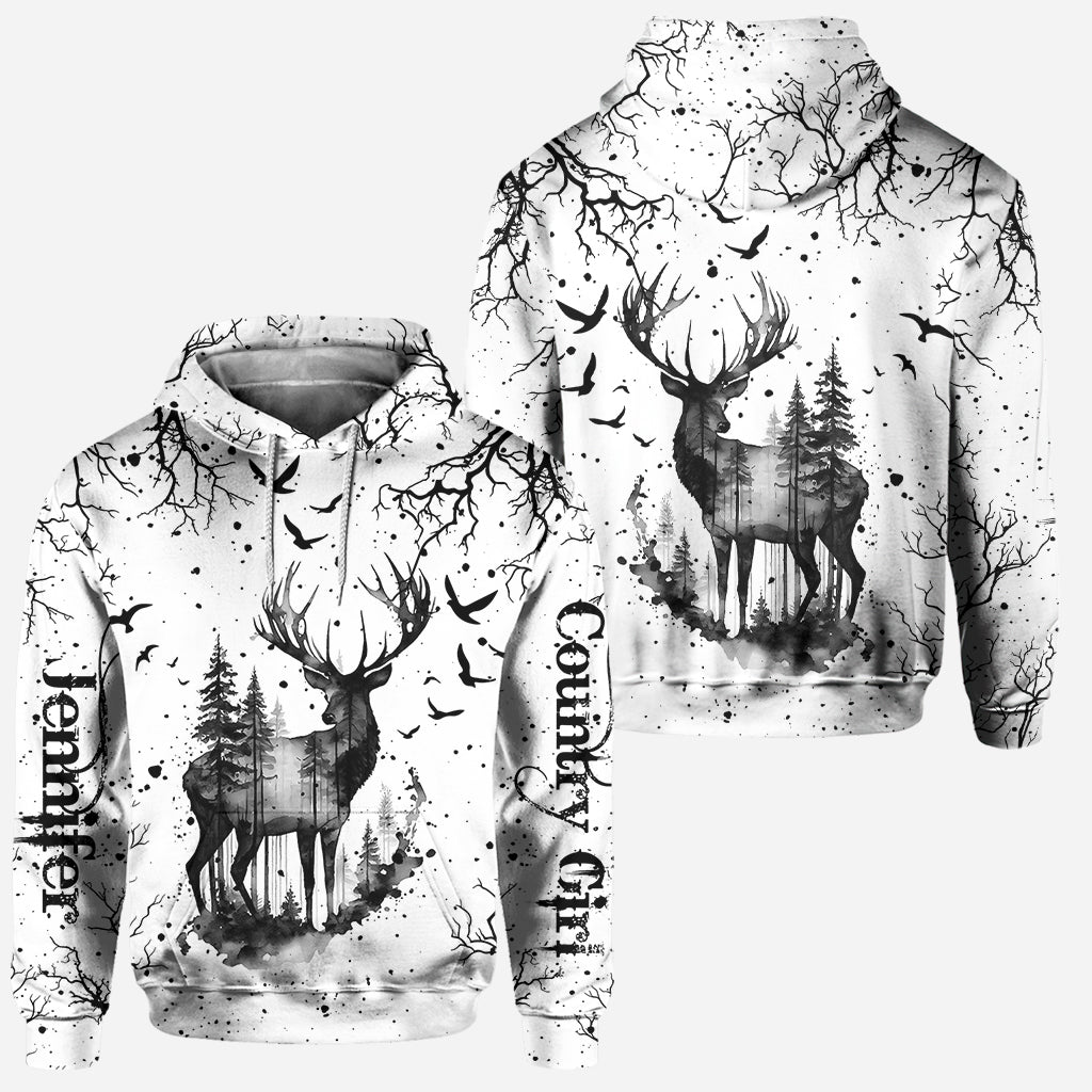 Ensemble sweat à capuche et legging de chasse personnalisés noir et blanc style campagnard -