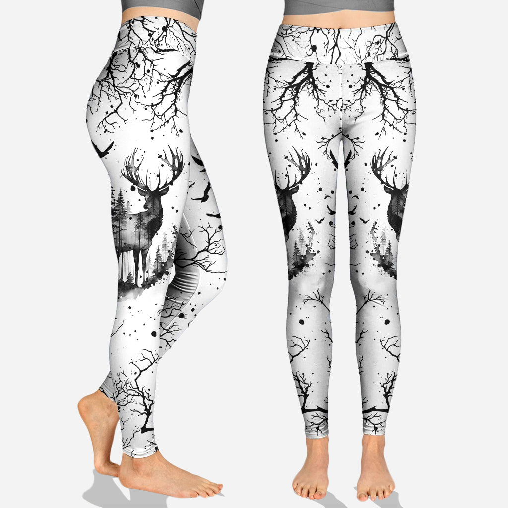 Ensemble sweat à capuche et legging de chasse personnalisés noir et blanc style campagnard -