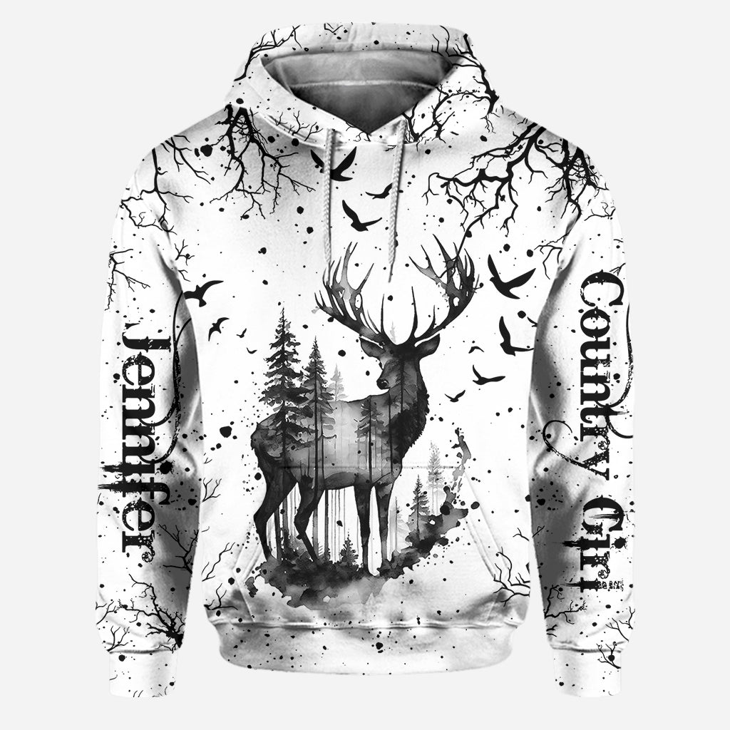 Ensemble sweat à capuche et legging de chasse personnalisés noir et blanc style campagnard -