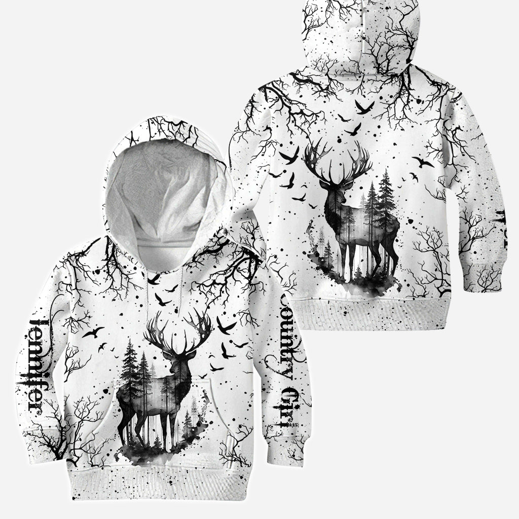 Ensemble sweat à capuche et legging de chasse personnalisés noir et blanc style campagnard -