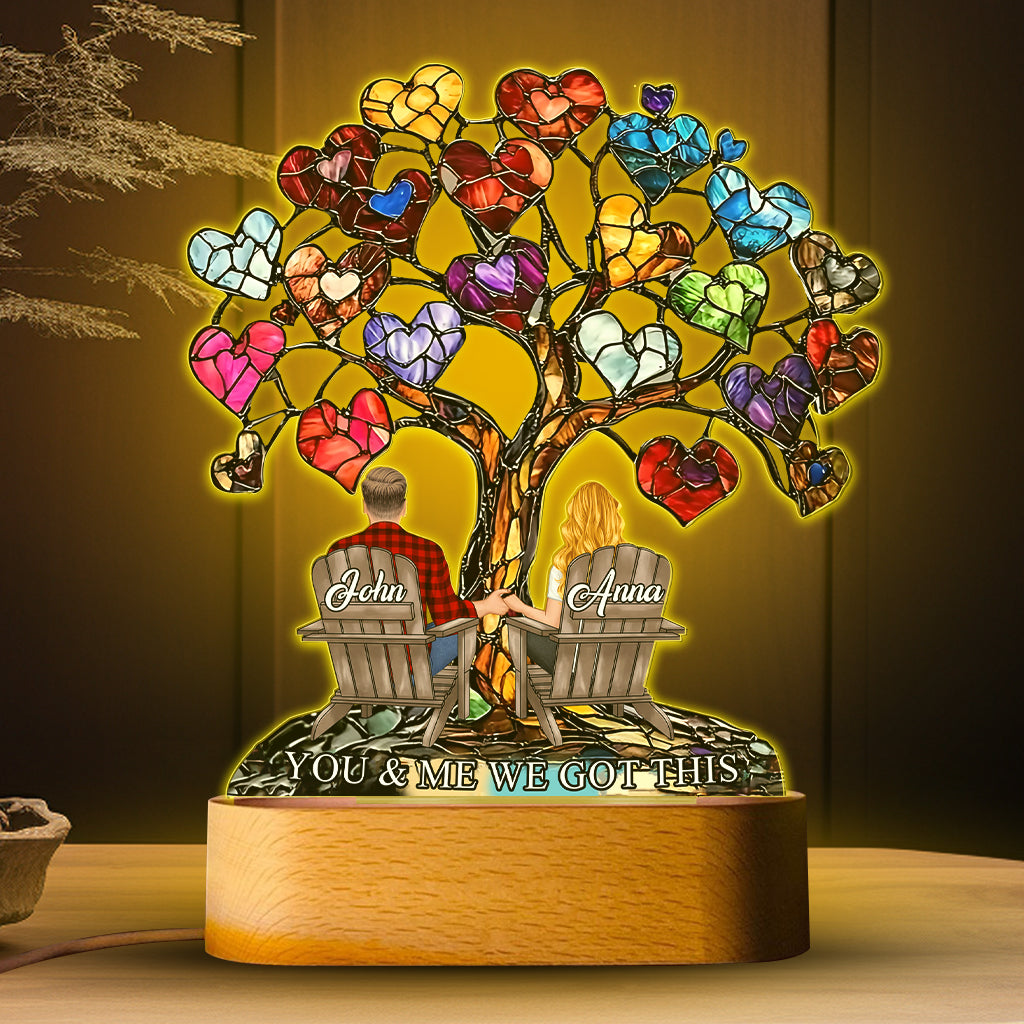 You And Me We Got This - Personalized Couple Shaped Plaque Light Base