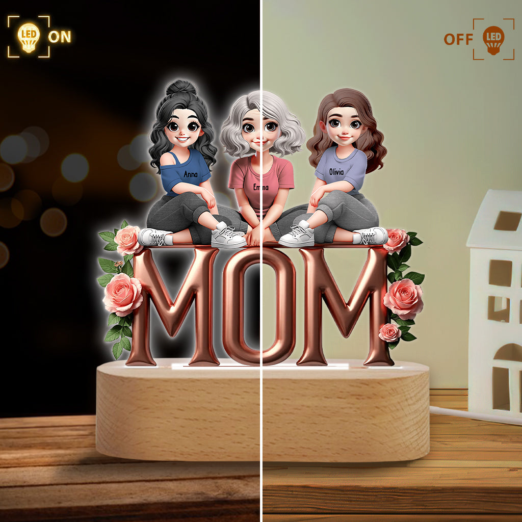 Mère et fille - Plaque lumineuse personnalisée en forme de mère