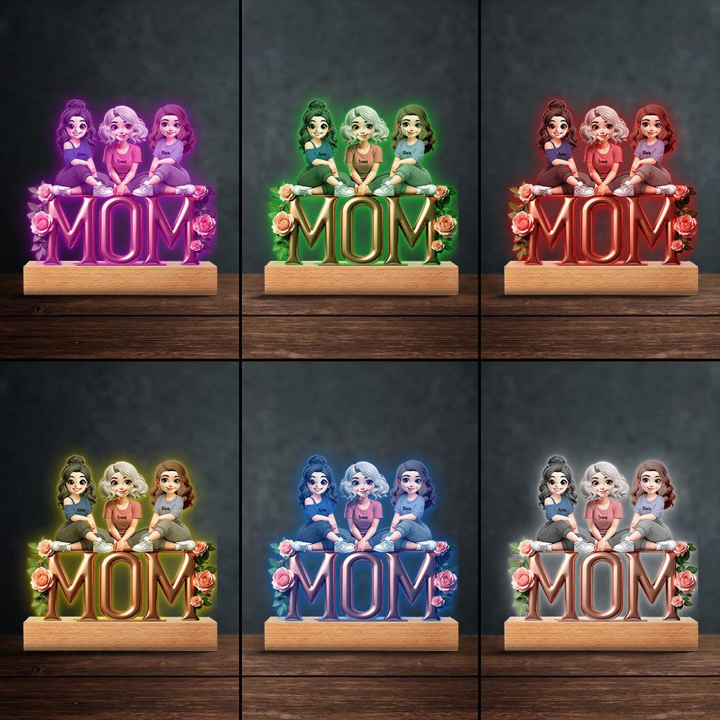 Mère et fille - Plaque lumineuse personnalisée en forme de mère