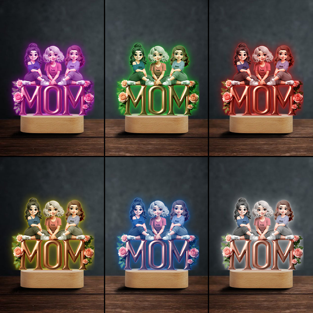 Mère et fille - Plaque lumineuse personnalisée en forme de mère
