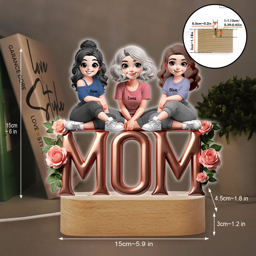 Mère et fille - Plaque lumineuse personnalisée en forme de mère