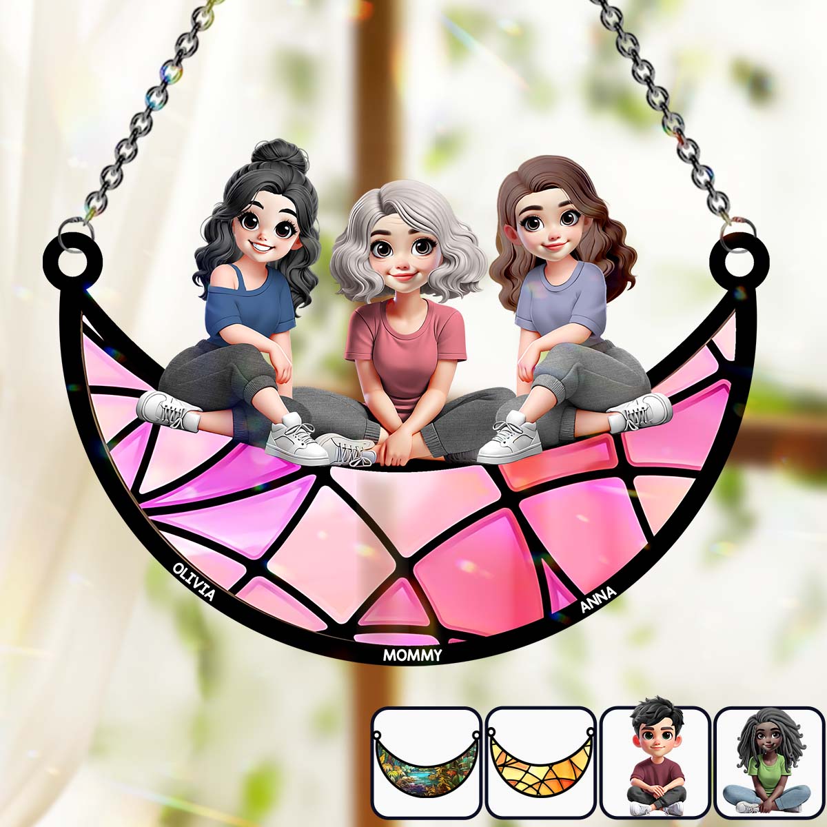 Best Mom Ever - Personalized Mother Window Hanging Suncatcher Ornament