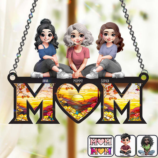 Je t'aime, maman - Attrape-soleil personnalisé à suspendre à la fenêtre - Ornement décoratif « Je t'aime, maman » 